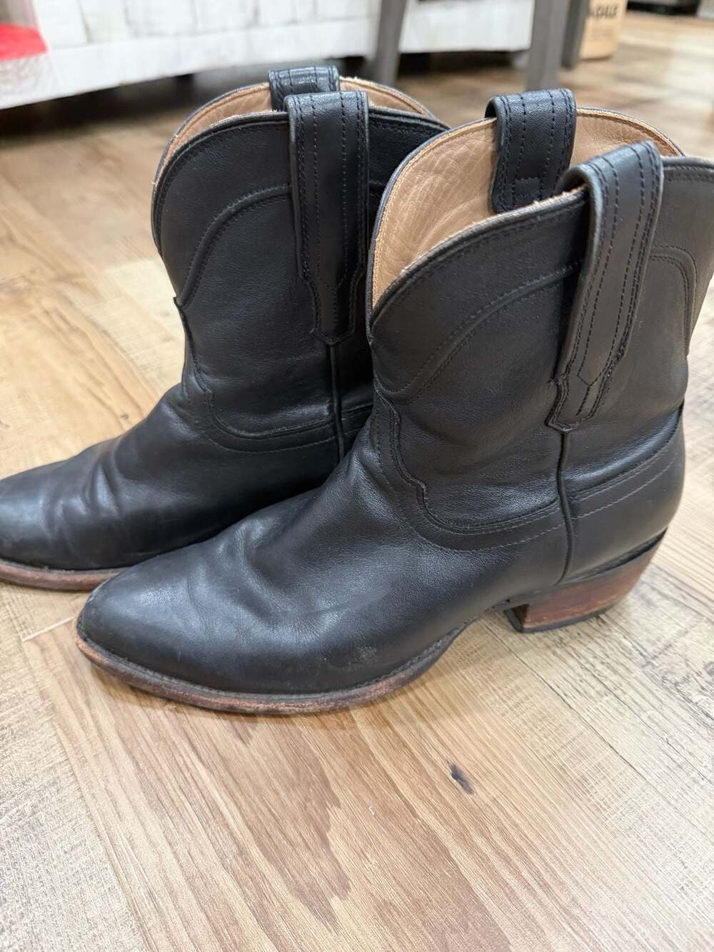 Tecovas The Penny Women's Western Ankle Boots Midnight Black Leather